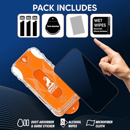 Image of AIBEX Tempered Glass Screen Protector for iPhone 16 Pro Max | Auto-Align Easy Installation Kit | 9H Hardness | Edge to Edge Coverage HD Display |Bubble & Dust Free | Smooth Touch - (Crystal Clear)