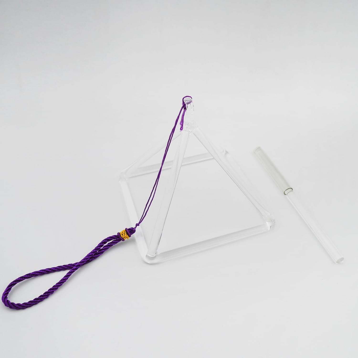 6 Inch Clear Quartz Crystal Singing Pyramid Healing Musical Instrument For Sound Healing Meditation With Crystal Singing Bowl Striker