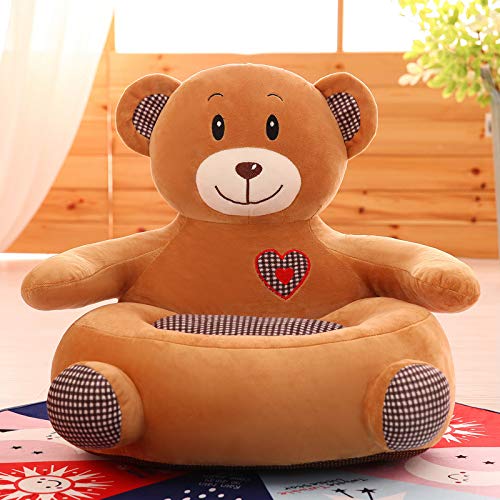 SXBCyan Kids Baby Sofa Bean Bag Chairs Children Cute Cartoon Couch Velvet Plush Baby Pouf Ottoman Child Floor Seat Gaming Furniture(Bear-heart)