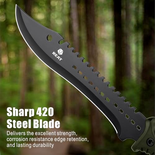 Image of REAT Machete Knife with Shaeth,15 inch Lightweight Garden Tools Knife,Ergonomic No-Slip Handle, Machetes for Bushcraft, Outdoor Hunting, Garden Cutting Trees and Yard Work