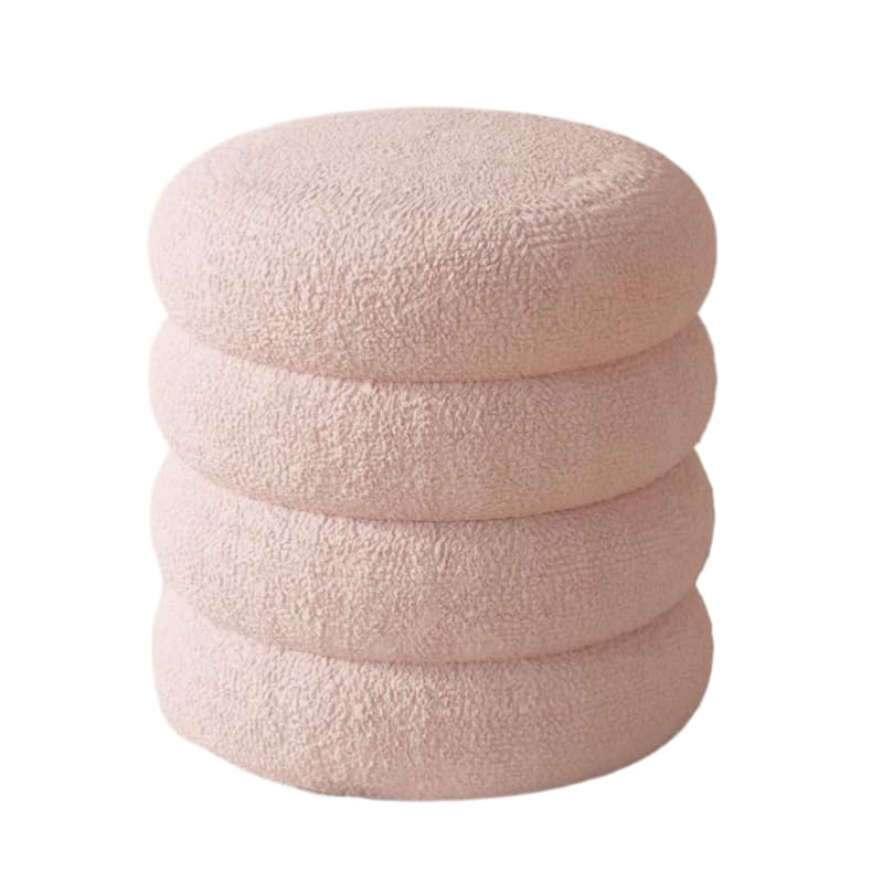 Sgabello Contenitore Rotondo In Velluto | Pouf Con Vano Portaoggetti 46x46x47 Cm | Bianco