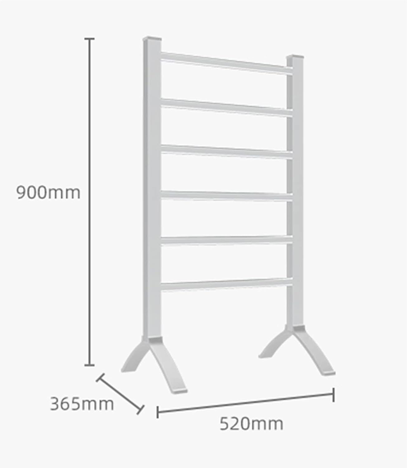 Electric Heated Towel Rail, Portable Freestanding Towel Warmer Radiator, Energy Efficient 100W Electric Heated Towel Drying Rack, Aluminum Alloy, Silver, 900X520x365mm
