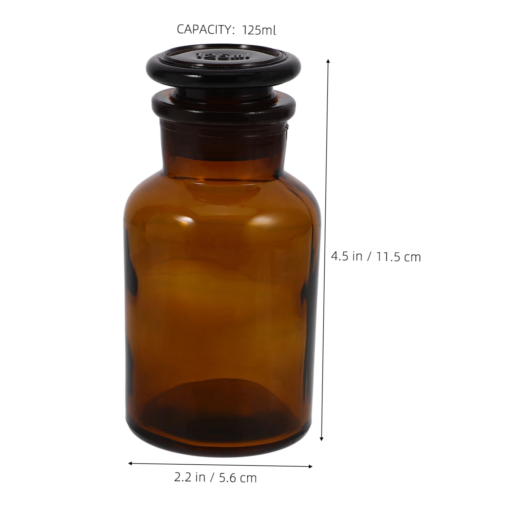 FUNOMOCYA Wide Mouth Brown Bottle 125ml Lab Chemical Storage Glass Graduated for Lab Use Easy to Clean