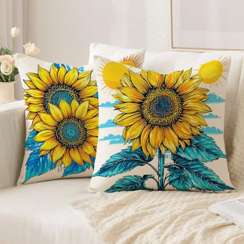 Housse coussin 80x80cm jaune double face lin imperméable avec fermeture éclair invisible - 3