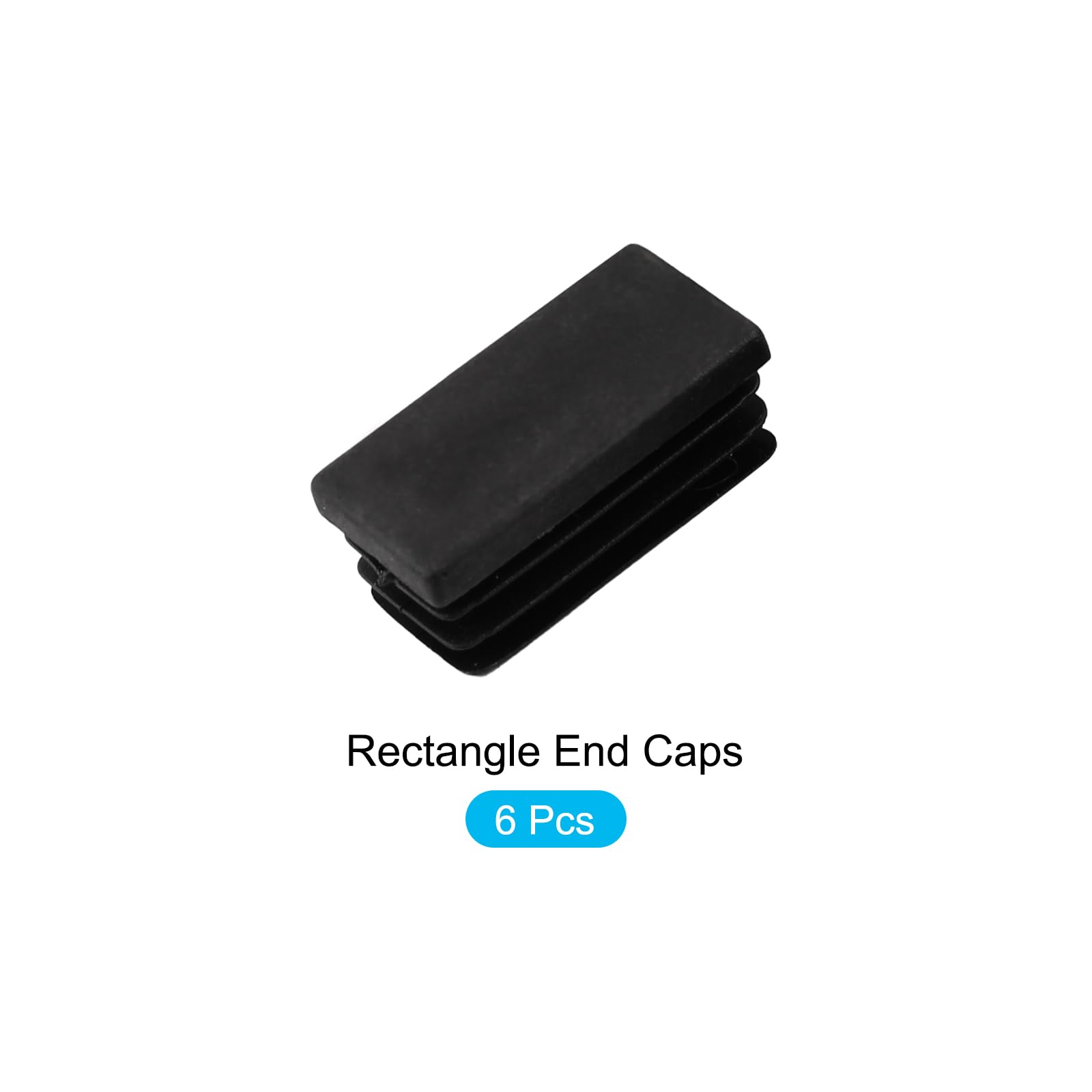 METALLIXITY Tappi di Chiusura Rettangolari (40 x 20mm) 6pz, Tappi di Chiusura Filettati per Inserti di Tubi Rettangolari in Plastica - per Gambe di Mobili Tavoli Sedie, Nero