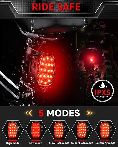 DARKBEAM Bike Headlight Rechargeable USB-C, Bicycle Lights 4000LM Ultra Bright, Mountain Bike Light Set for Night Riding, 6+5 Mode Waterproof Front Bike Light & Rear Light for Road, Cycling - Image 5