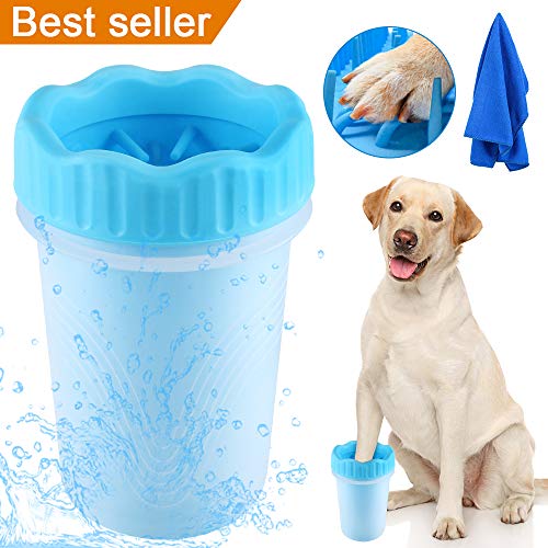 TTCOTOKE Limpiador de Pata de Perro de Paw Mascota portátil Limpiador Lavado de pies Copa para Mascotas (Azul)