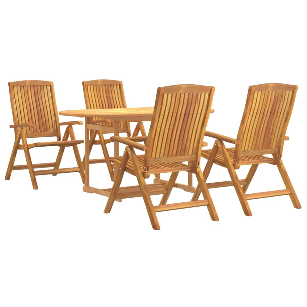 ZEYUAN Juego de Comedor para jardín 5 Piezas Madera Maciza de Teca, Conjunto Mesa Y Sillas Jardin, Mesa Y Sillas Terraza, Muebles Jardin Exterior, Conjuntos De Muebles De Jardín - 3154915