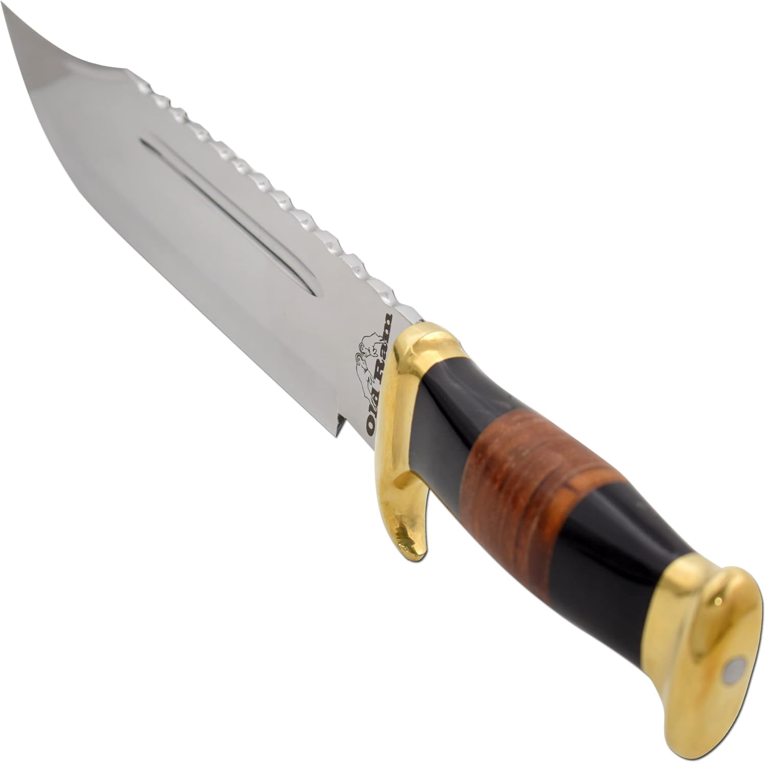 Handmade Classic Bowie Knife 440 Stainless Steel Fixed Blade Handle with Solid Hilt – Premium Stitched Leather Sheath Included (Classic Bowie)