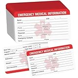 Notfall-Kontaktinformationskarten, 50 Stück, Rot, 8,9 x 5,1 cm