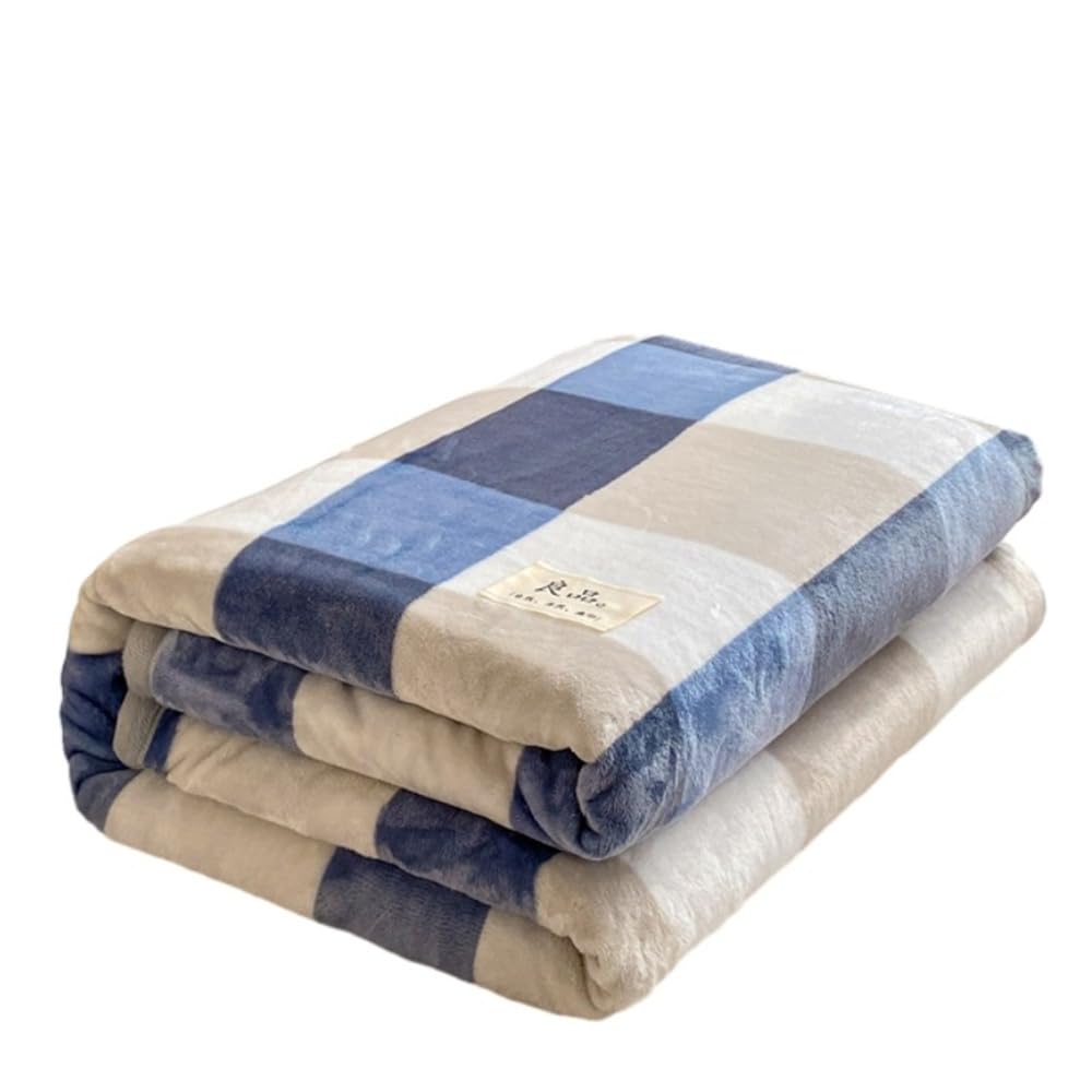 FANSU Coperta Plaid in Pile di Flanella Super Morbida e Calore, Copriletto Stampa Scozzese per Letto Singolo/Matrimoniale, Coperta Divano in Microfibra Spessa Invernal (180x200cm,Blu)