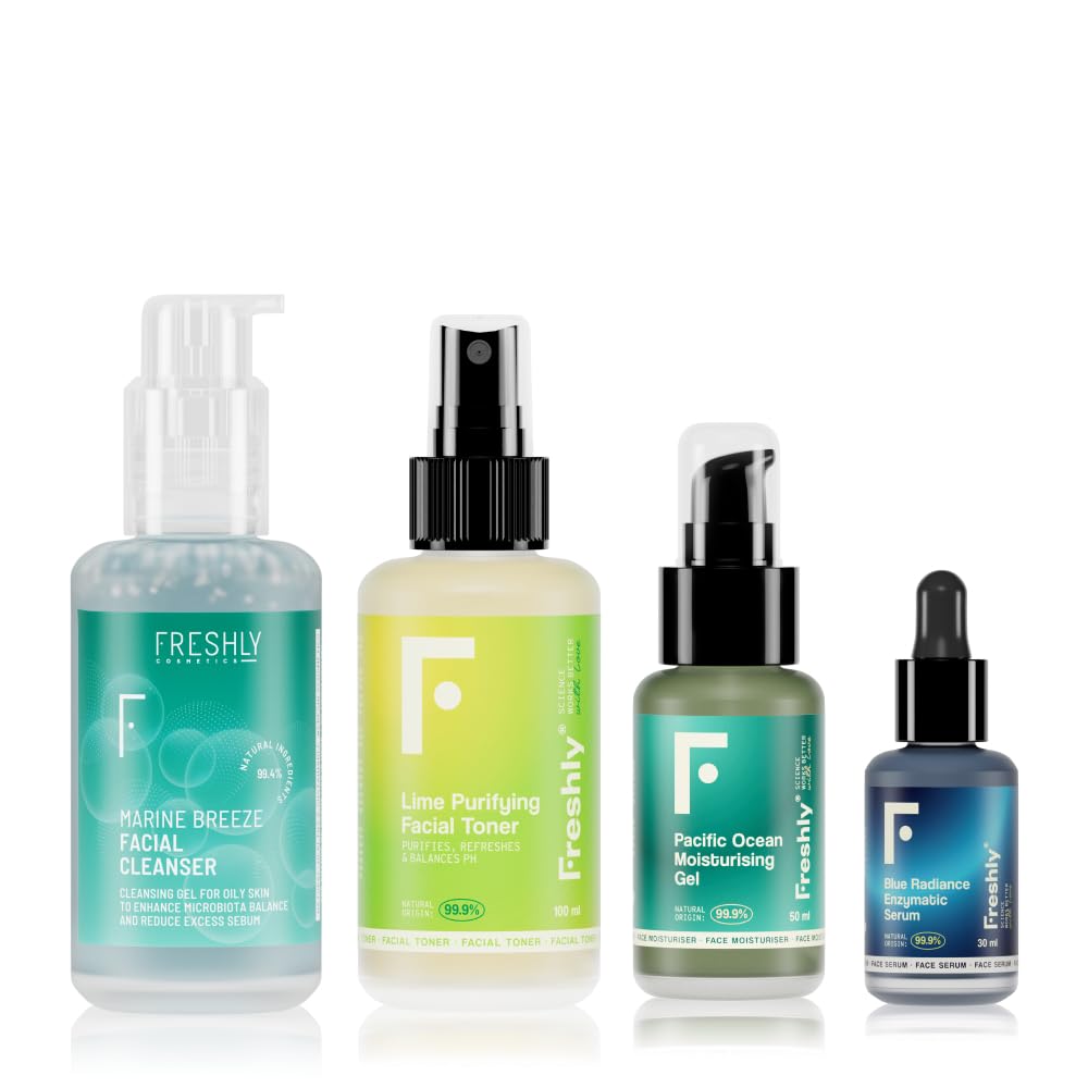 Freshly Kosmetyki bezolejowa rutyna do twarzy dla skóry mieszanej i tłustej i mieszanej Shine Control Pack 100 ml, 150 ml, 50 ml, 30 ml