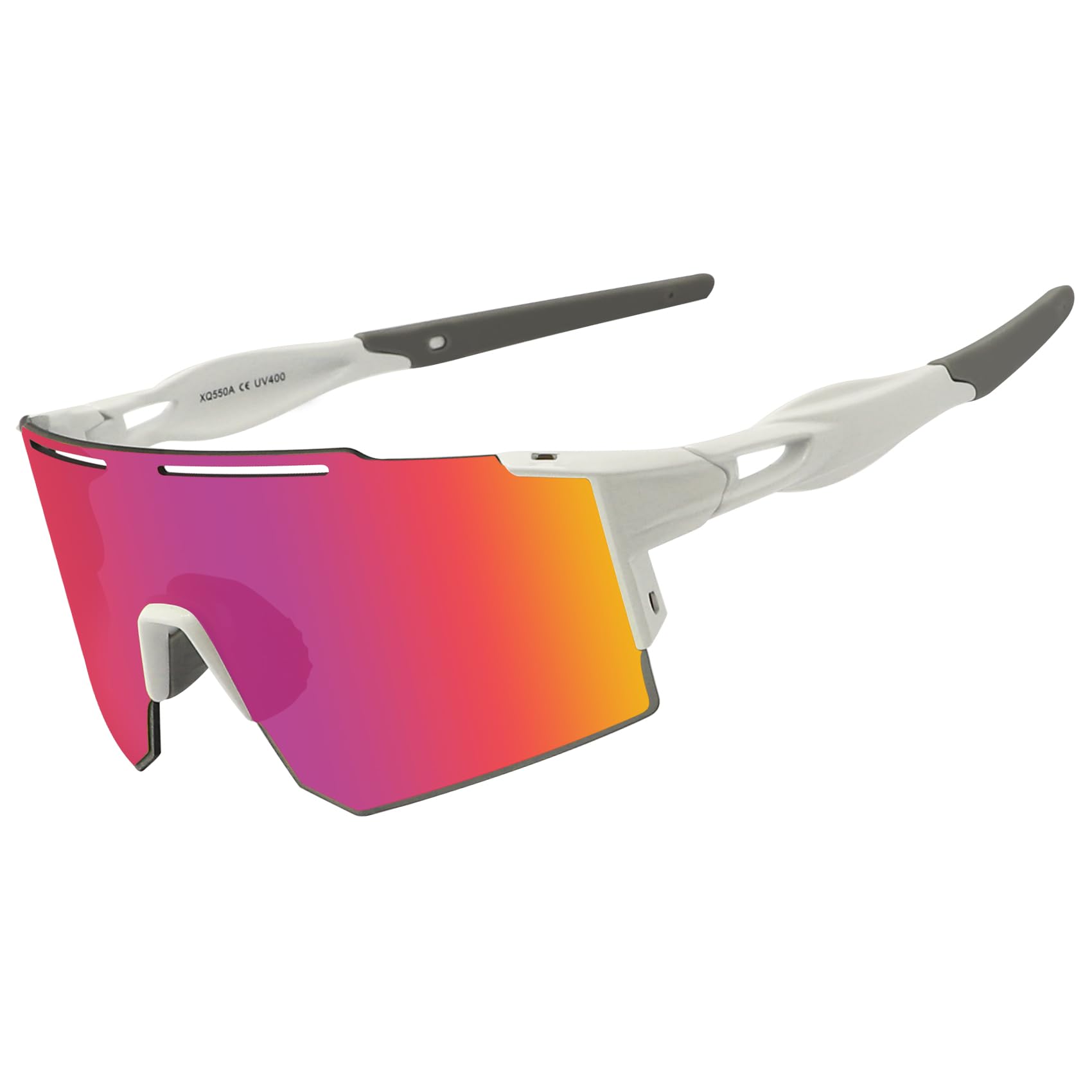 Gafas de sol polarizadas para hombre y mujer, protección UV 400, gafas de protección para deportes al aire libre, ciclismo, conducción, correr, golf, béisbol, deporte (blanco rojo)