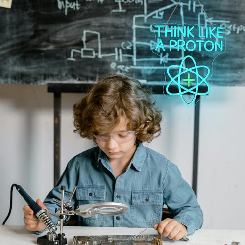 Image of Think Like a Proton Neon Sign Dimmable Good Vibes Neon Light with USB Power Think Positive LED Wall Light Nerdy Science-Themed Room Decor for Classroom Study Ideal Gift to Students and Teachers