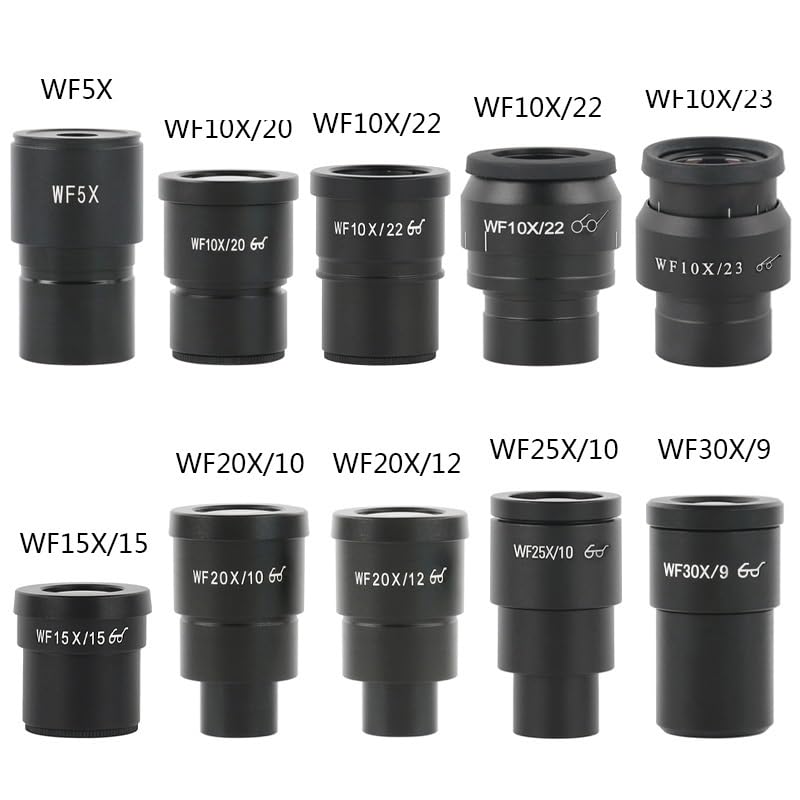 Microscope One Pair WF10X WF15X WF20X WF25X WF30X for Stereo Microscope Field 20mm 15mm 10mm 9mm WF10X/20(WF15X-15)
