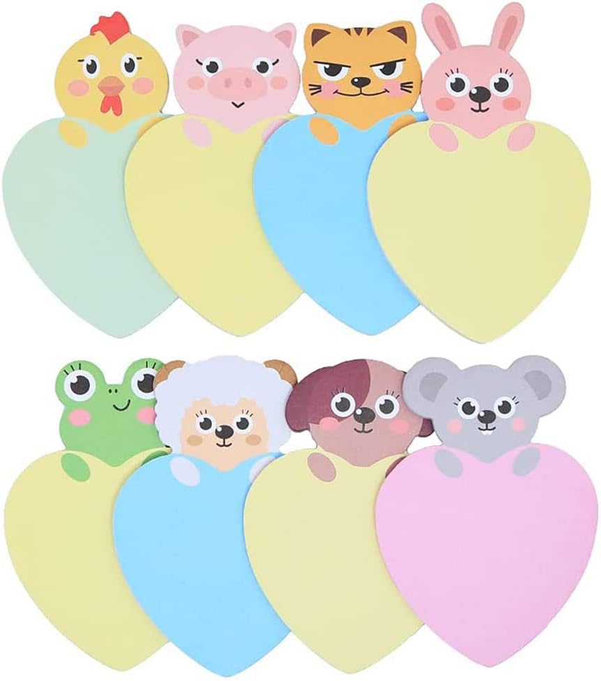 8 PCS Animal Sticky Notes Set Cute Novelty Sticky Notes Mini Memo Note Pad for School Office Memo Party Bags Filler Student Kids Gifts