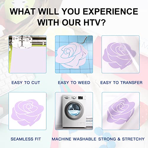 Htvront Htv Vinyl Rolls Heat Transfer Vinyl - 12" X 8Ft Htv Vinyl For Shirts, Iron On Vinyl For Cricut & Cameo - Easy To Cut & Weed For Heat Vinyl Design (Light Purple, 12" X 8 Ft) #TOP2