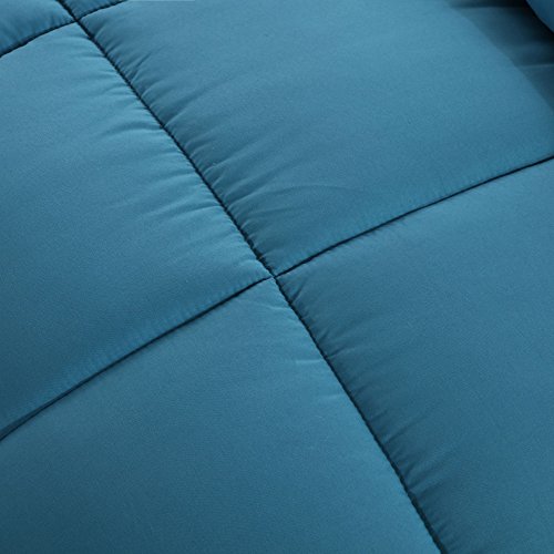 QZY Bettdecke 150x220 cm - Quilted Steppbettdecke antiallergisch für Allergiker 100% Microfaser Ganjahresdecke Bettdecke Double Face Blau/Grau - Image 5
