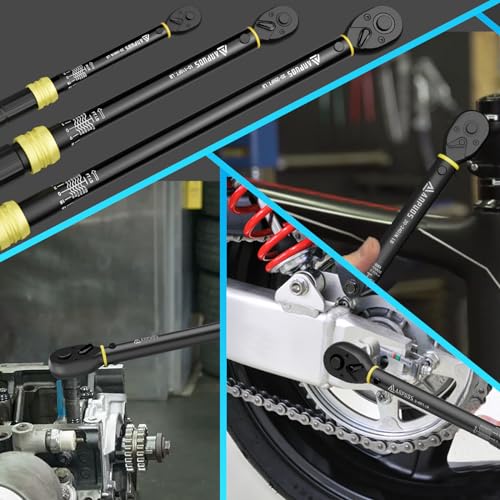 Image of ANPUDS 5Pcs 1 /4 3 /8 1 /2-inch Drive Click Torque Wrench Set, ±3% Accuracy | 20-240in.lb, 10-110Ft.lb, 30-250Ft.lb, 72-Tooth Quick Release, Dual Scale, for Bike, Motorcycle, Car, SUV, Truck, RV, Towing