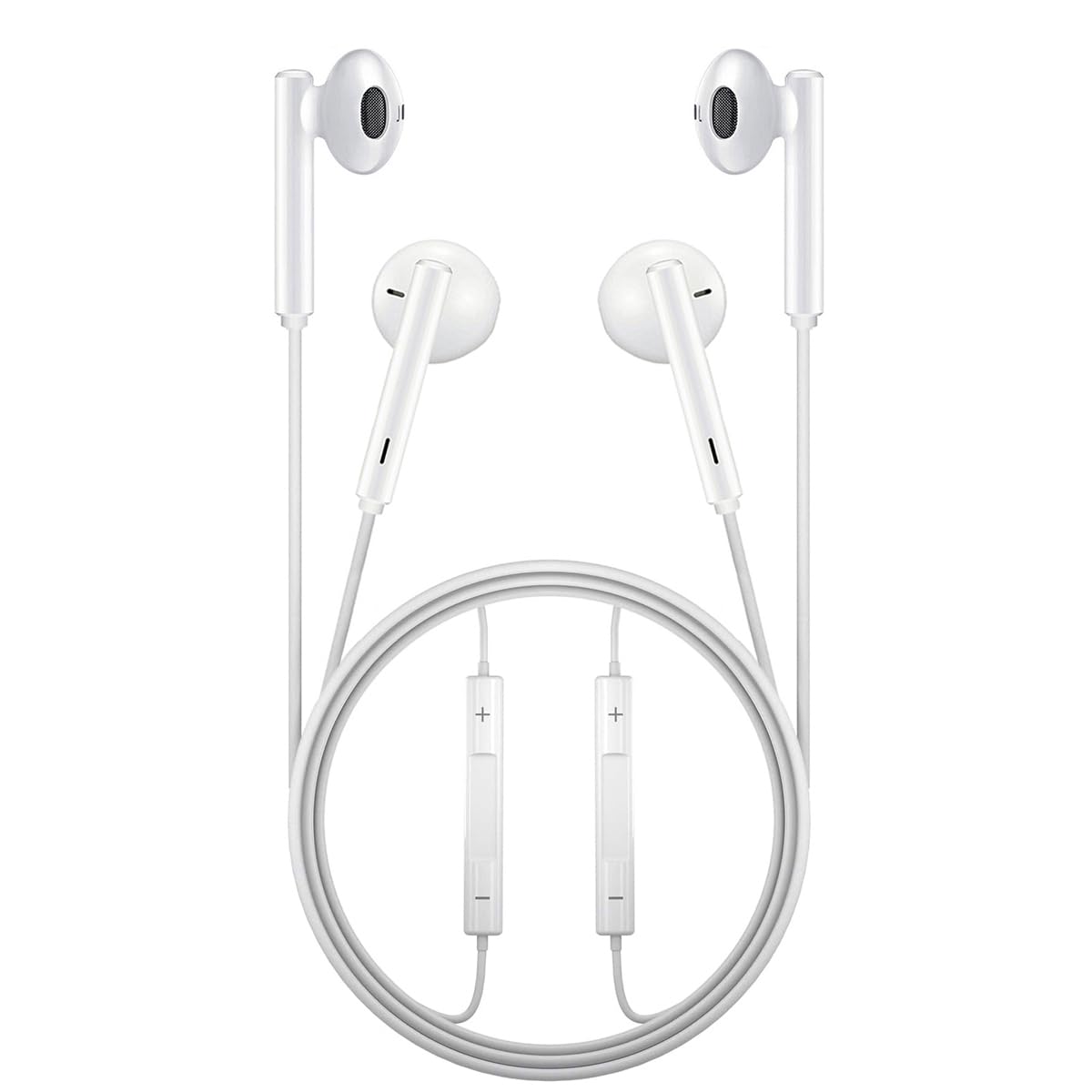 2 Packs Premium in-Ear Headphones: Control Music, Phone Calls & Volume with Built-in Remote - Compatible with Older Phone 5 to 14 Models and Their