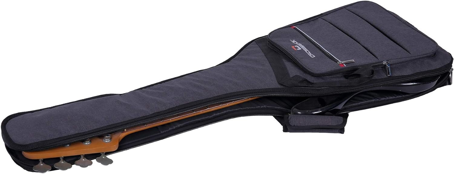 Crossrock Borsa imbottita per basso elettrico | Imbottitura 10 mm, spallacci zaino, tasca accessori – Protezione leggera quotidiana
