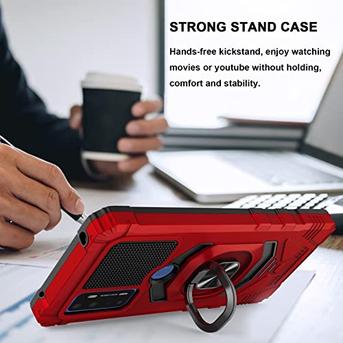 Ailiber For At&T Radiant Max 5G 6.8"/Cricket Dream 5G /At&T Fusion 5G/Cricket Innovate 5G Phone Case With Screen Protector, Ring Magnetic Car Mount Kickstand, Heavy Duty Protective Cover For Dream-Red #TOP3