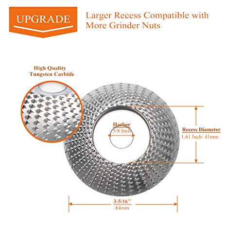 Angle Grinder Sanding Disc 5'' Hook and Loop Backing Pad with 5/8''-11 Treads Tungsten Grinder Wheel Angle Grinder Accessories for Wood Carving Shaping Sanding Polishing