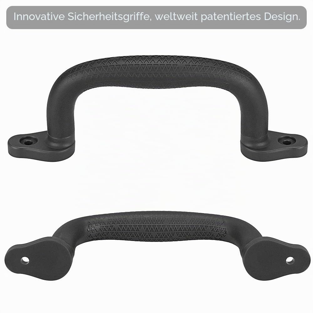 Dolibest 8er Klettergriffe, 18cm Haltegriffe Kinder Indoor Outdoor Spielturm Handgriffe für Spielplatz/Spielset/Monkey Bar/Hochbett/Kinderzimmer/Baumhaus Hangelgriffe Wand/Decke, Schwarz