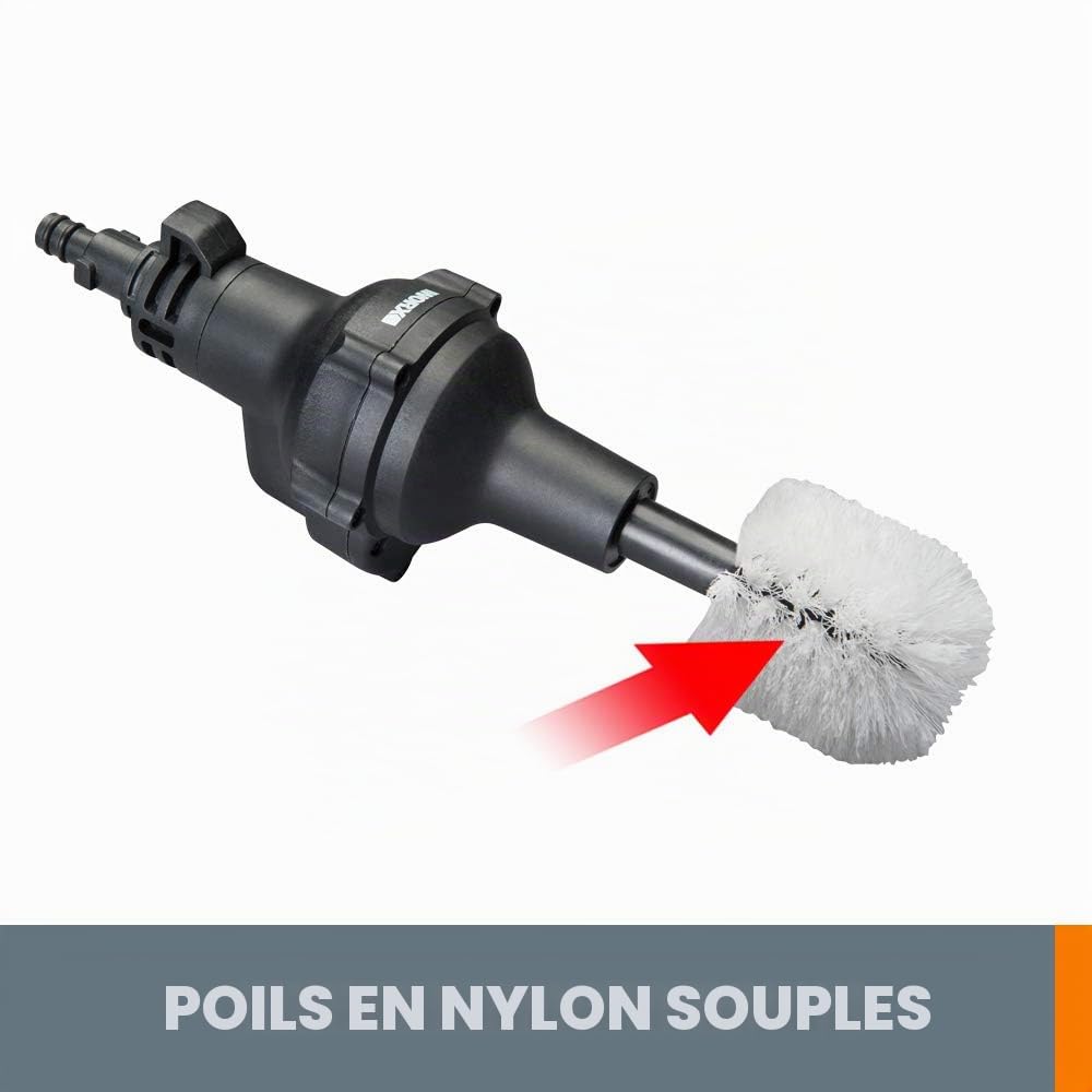 WORX Hydroshot WA4042 Brosse de Nettoyage rotative à dégagement Rapide Noir