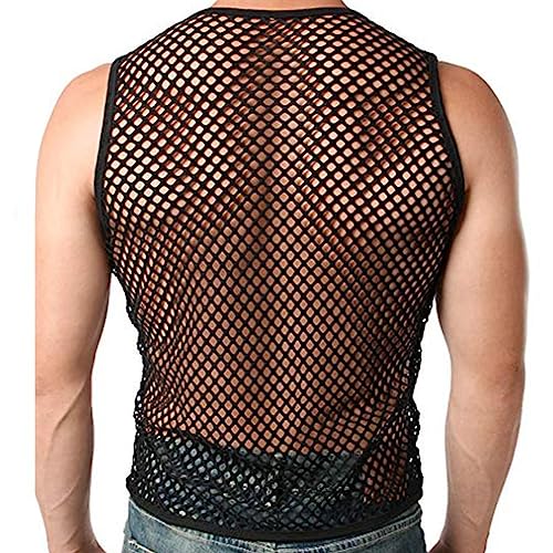 Evankin Mens Sexy Mesh Tank Top See Through Fishnet Sleeveless Tank Shirt Round Neck Sheer Undershirts4