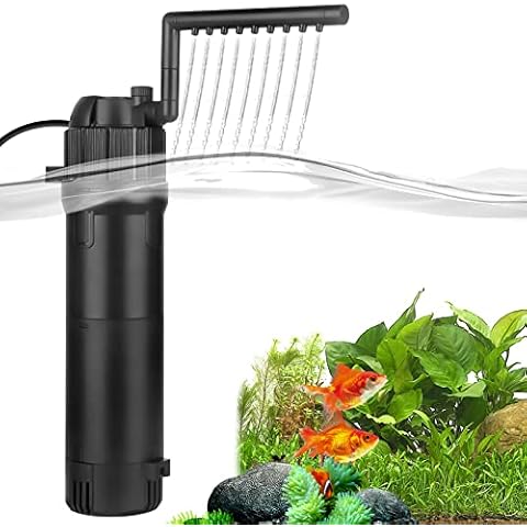 BAITAI Internal Fish Tank Filter,Aquarium filter with UV Steriliser turns Green Water to Clear,Multi-mode(Aeration/Rainfall,etc) filter pump for 30-200L Aquariums,Flow Rate and Direction Adjustable Cover