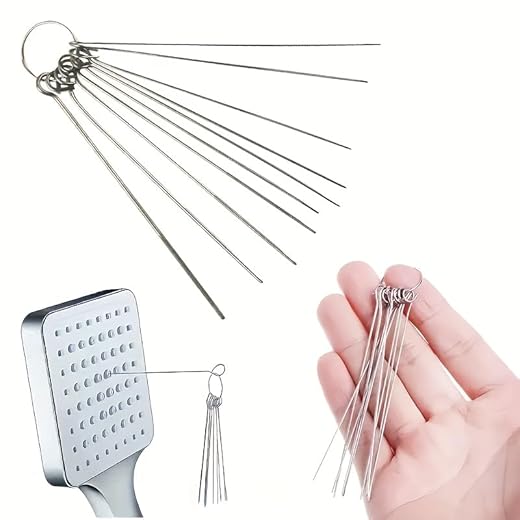 10-Piece Stainless Steel Shower Cleaning Kit with Multiple Brush Sizes for Shower Heads and Bathroom Fixtures,Ideal for Home Kitchen and Bathroom Maintenance (1 Box (10 Pieces))