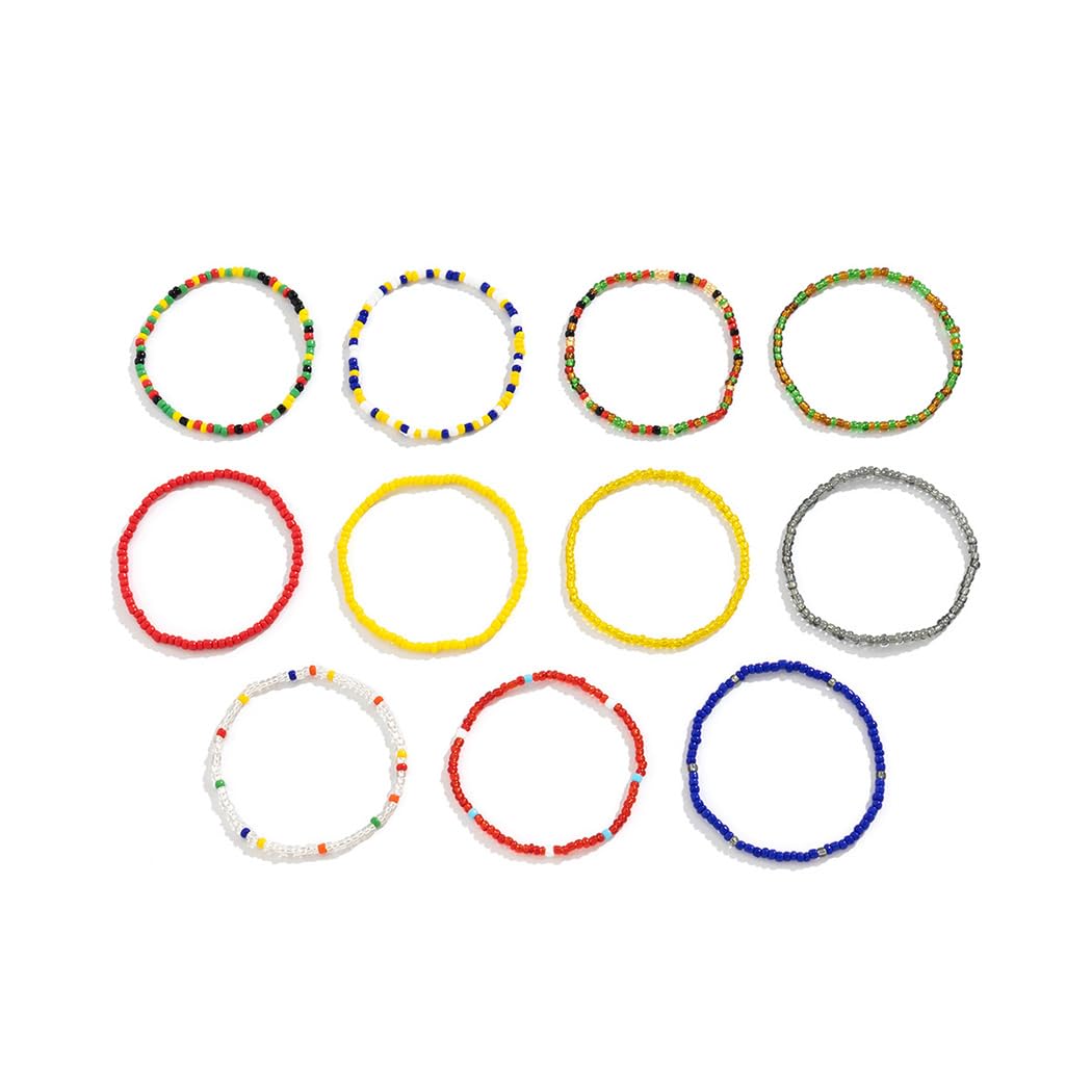 ROINBUILTBoho Beaded Bracelets Handmade Colorful Seed Beaded Bracelet For Women Girls Boho Summer Beach Y2k Jewelry