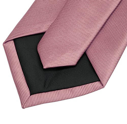 Gusleson Mens Solid Dusty Rose Ties For Wedding Plain Neckties And Pocket Square Cufflinks Sets(0789-32) #TOP3