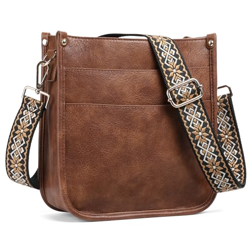 SENDEFN Crossbody Bags for Women Vegan Leather Hobo Purses Shoulder Handbags With Wide Shoulder Strap