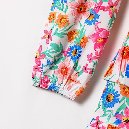 AWIBMK Mommy and Me Matching Dress Long Puff Sleeve Boho Floral Heart Print Tiered Hemline Dress Valentines Matching Outfits4