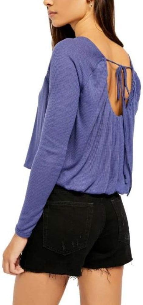 We The Free Womens Bondi Knit Waffle Thermal Top Blue L