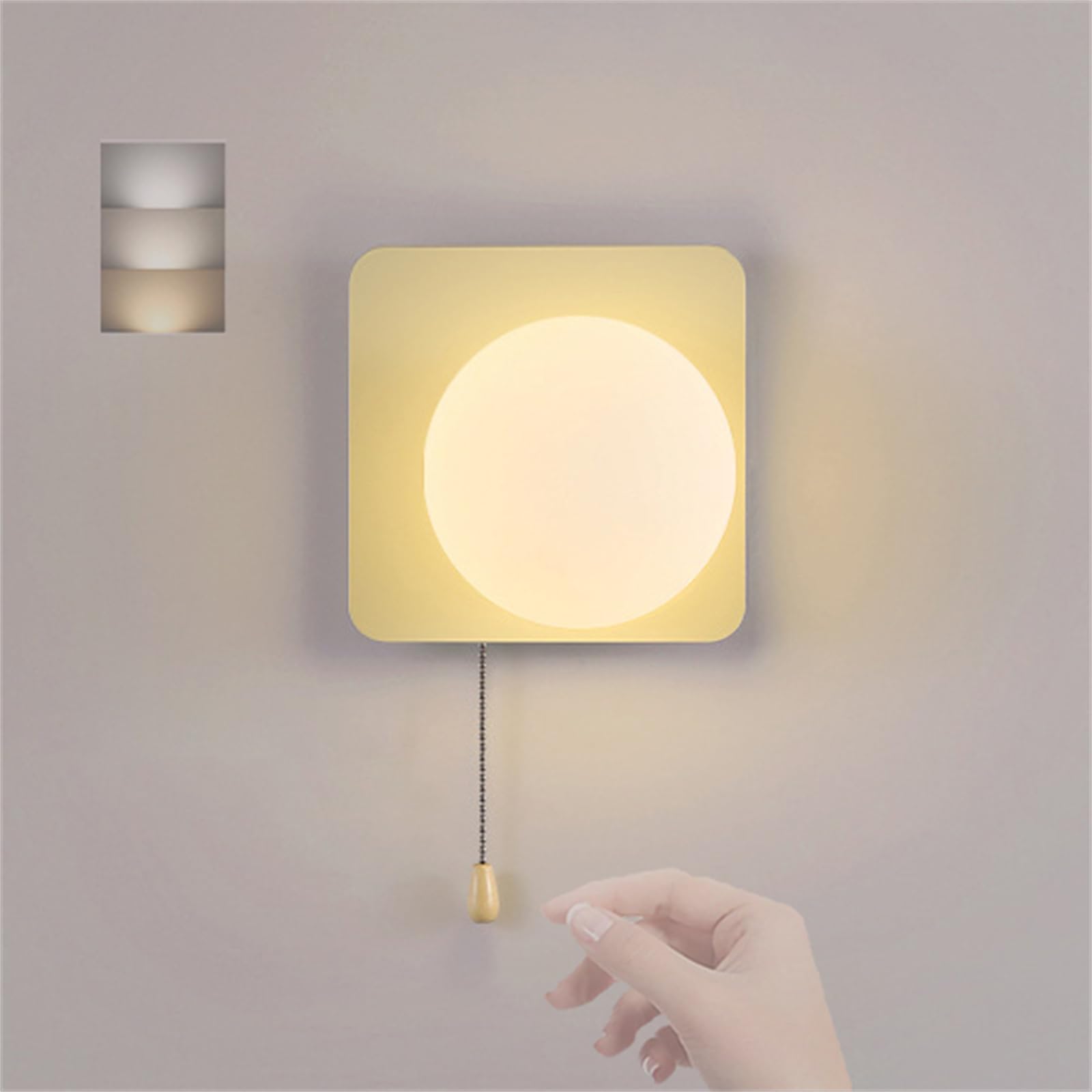 SXWNBIFH wall lamp Modern Bedroom Wall Lamp with Pull Cord Switch Wall Sconces G9 Socket with Glass Globe Lampshade Wall Lights Metal Geometry Shape Simple Wall Lighting for Living Room Hallway Decor