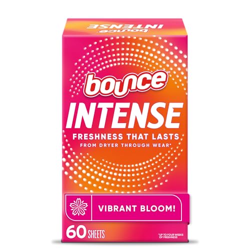 Bounce Intense Dryer Sheets, Vibrant Bloom, 60 Count, Scent Boosting Dryer Sheet