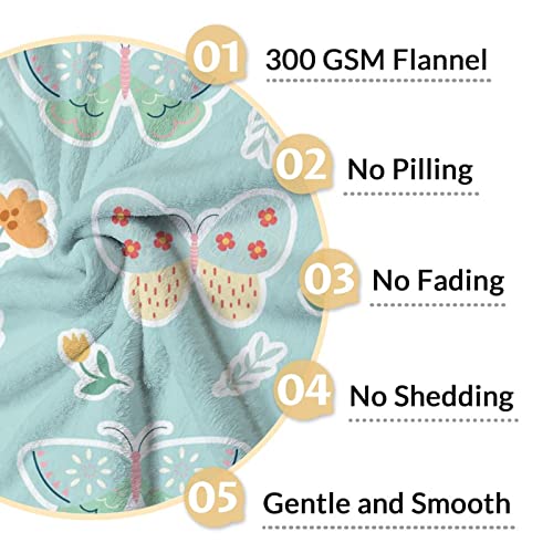 Butterfly Blanket Gifts - 40"x50" Cute Throw for Women, Girls - Green Soft Fuzzy Blankets for Couch & Sofa