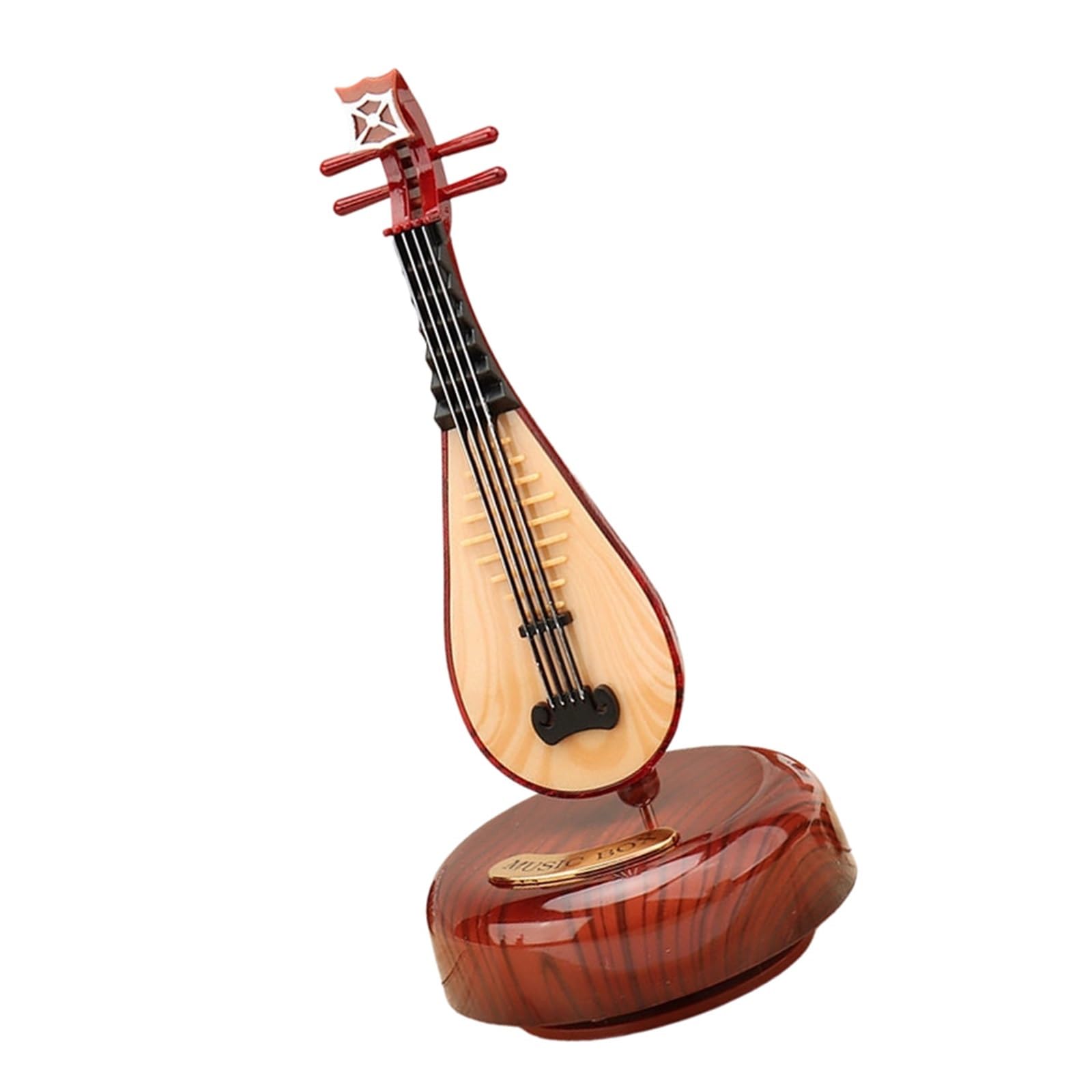 ZXFJYUIP Rotating French Horn Pipa Moon Lute Music Box Guitar Instrument Model Office/living Room Decoration(Pipa)