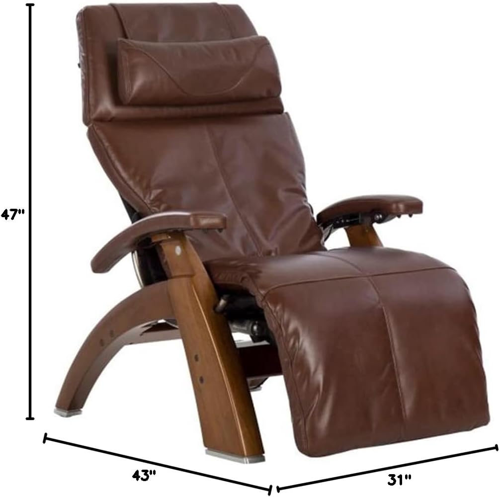 Perfect Chair Human Touch PC-610 Omni-Motion Classic Power Recline Zero Gravity Recliner Supreme Upholstery Package Walnut Wood Stain (Oak Premium Leather Supreme Package)