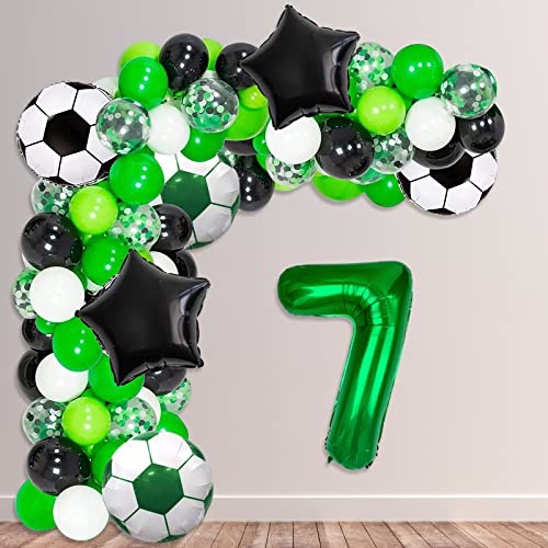 Soccer Party Decorations, Soccer Foil Balloons, Number 7 Foil Balloons For Kids Soccer Fans Birthday Party, Soccer Game Day Party Decorations #TOP2