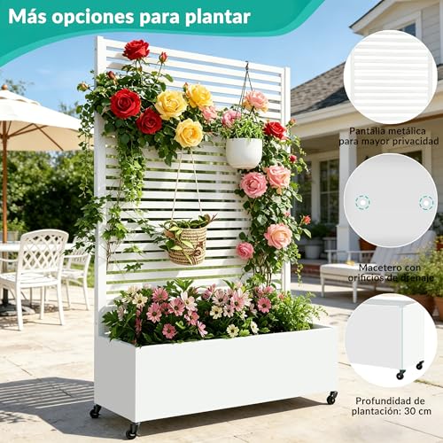 Bancal elevado de metal para privacidad en balcón y patio 5