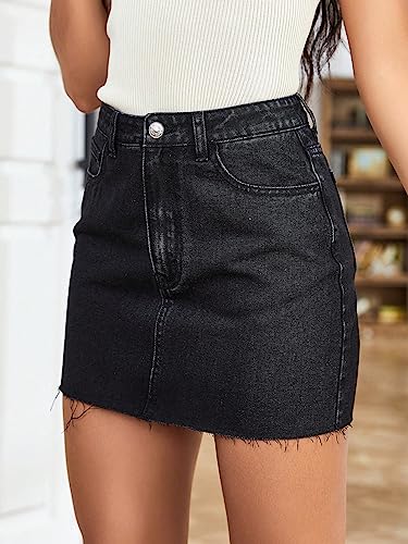 Image of Aahwan Summer Dark Blue Casual Fashionable Fringed Slanted Pocket Bodycon Denim Short Skirt for Women'& Girl's