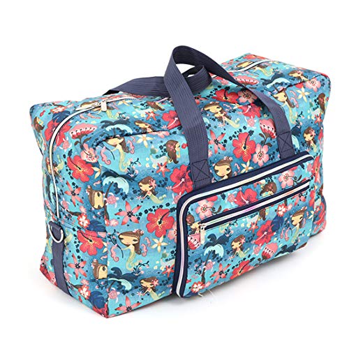 Image of 22 inch Foldable Large Travel Duffel Duffle Bag Sports Gym Tote Bag For Women Overnight Carryon Weekend Bag Shoulder Bag Water Resistant, mermaid 1