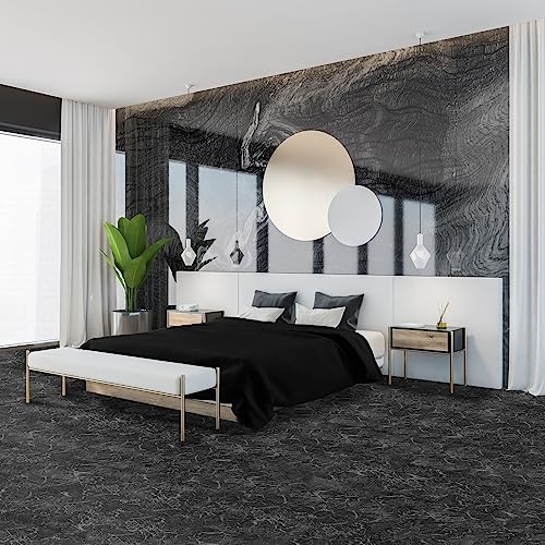 Image of Nexus Self Adhesive Vinyl Floor Tiles, 20 Tiles - 12'' x 12'', Smoke Marble Peel & Stick, DIY Flooring for Kitchen, Dining Room, Bedrooms Bathrooms by Achim Home Decor, Dark Grey with White Vein