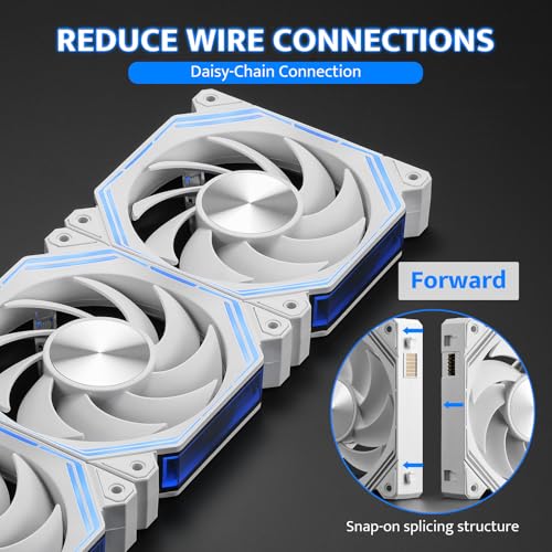 Image of darkFlash INF34 120MM PC Case Fan, Daisy-Chain, up to 2000RPM Cooling, 4-Pin PWM, ARGB CPU Cooling Computer Fan, 3 Pack (Forward, White)