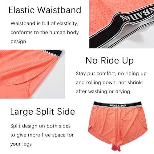 ZONBAILON Mens Pajama Sleep Shorts Mesh Booty Sexy 3 Inch Lounge Underwear4