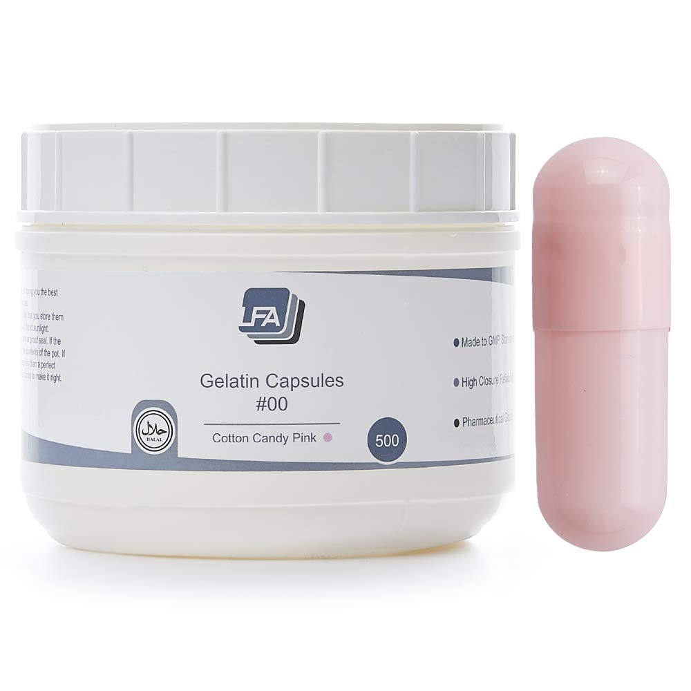 LFA Tablet Presses Empty Capsules Size 00 - Pink Colored Gelatin - 500 Count - Fits Capsule Filling Tray Filling Tray - Joined Beef Gel Caps Easy Snap for DIY Powder Supplement Pills - Certified Halal